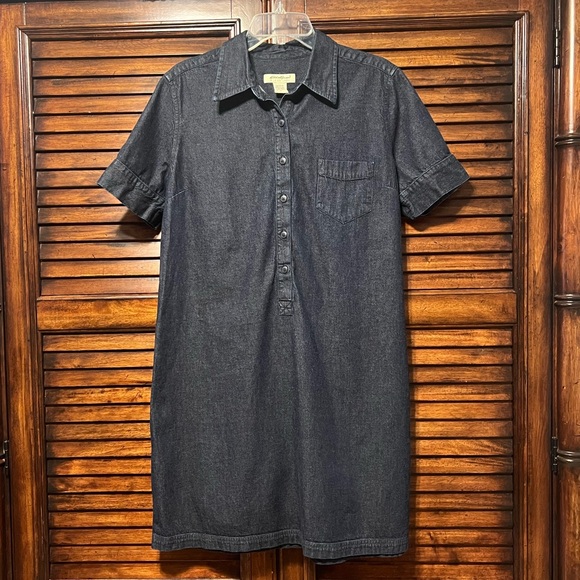 Eddie Bauer Dark Blue Chambray Casual Button Down Shirt Dress. Size XL Petite - Picture 1 of 7